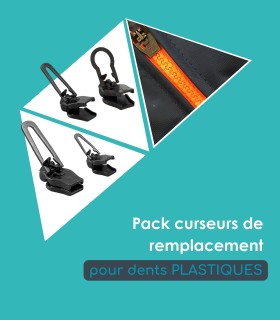 Pack réparation zipper - 4 curseurs pour fermetures en plastique