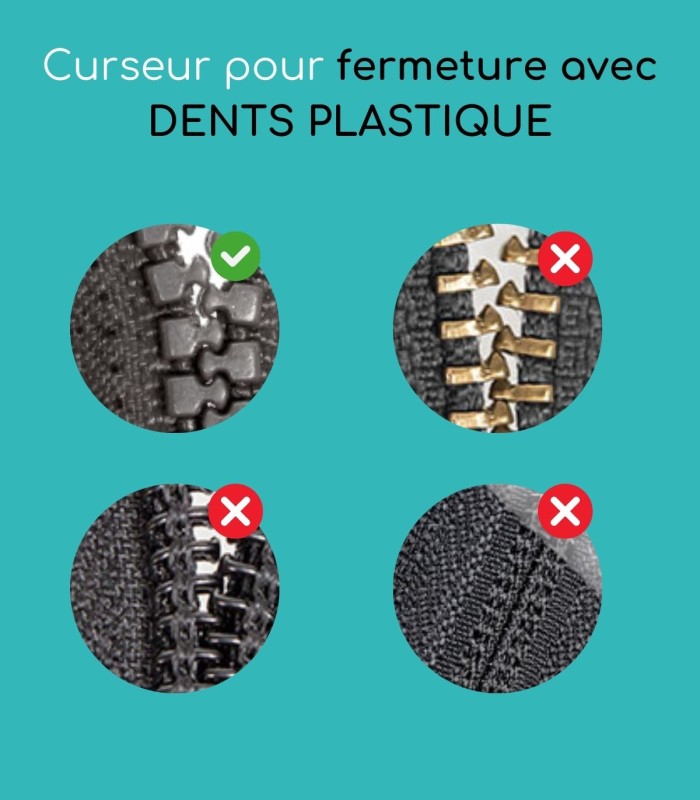 Curseur pour réparer les fermetures/zipper - en Plastique