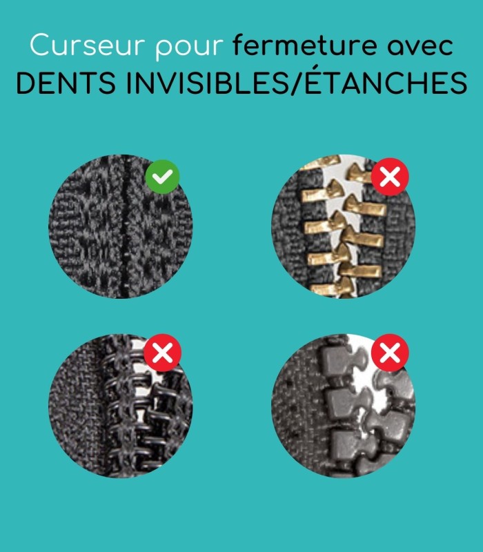 Curseur pour réparer les fermetures/zipper - étanches/invisibles