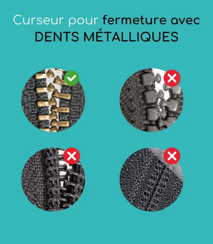 Pack réparation zipper - 4 curseurs pour fermetures en métal