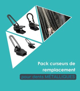 Pack réparation zipper - 4 curseurs pour fermetures en métal