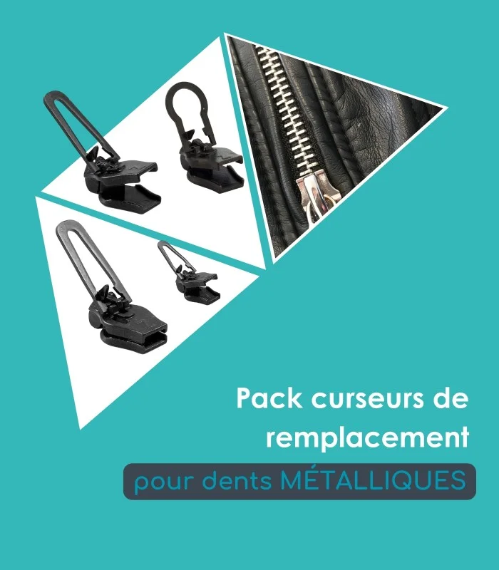 Pack réparation zipper - 4 curseurs pour fermetures en métal